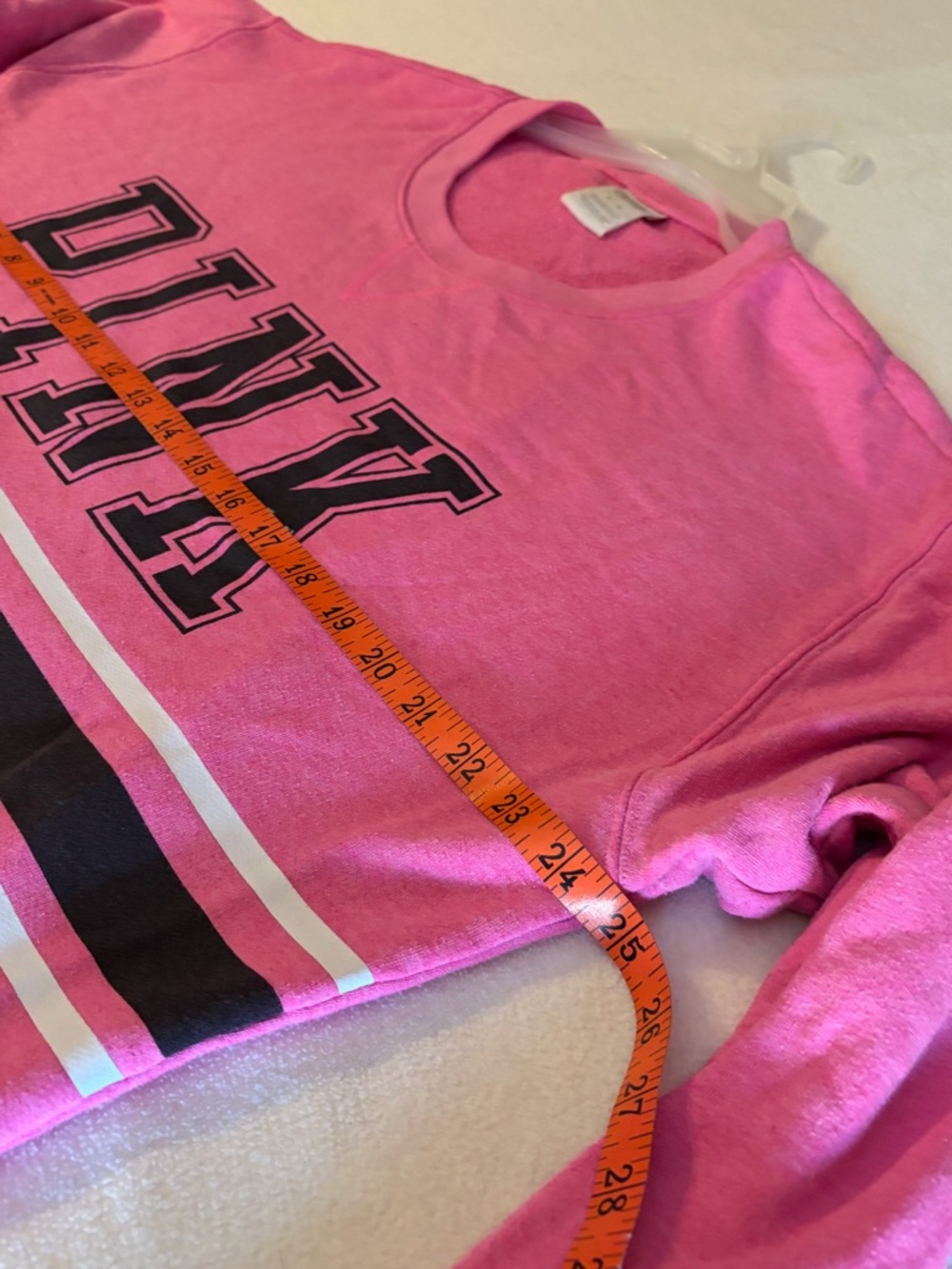 PINK Victoria's Secret Oversized Crewneck Sweatshirt with Black & White Stripes - Picture 5 of 5